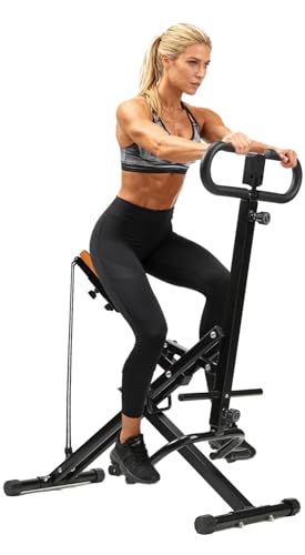 Deep Squat Machine for Women Home, Squat Ride / Rowing Machine with Adjustable Resistance, Foldable Exercise Equipment, Glute & Leg Cardio Workout Machine (Black)