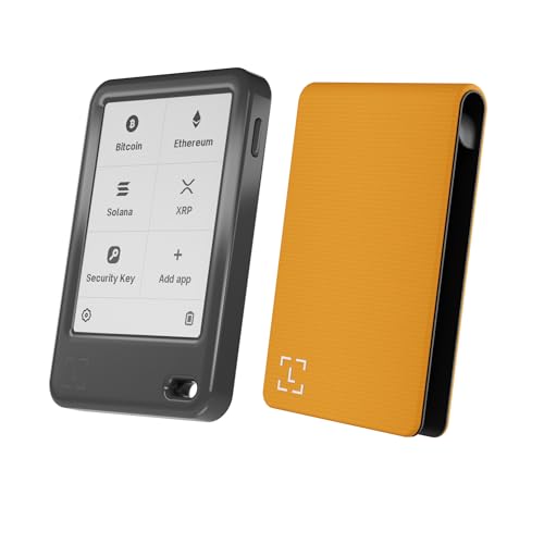 Bundle Ledger Nano Gen5 (Jet Black) & Magnet Folio (Bitcoin Orange) - Entry-Level Crypto Touchscreen Signer with Protection
