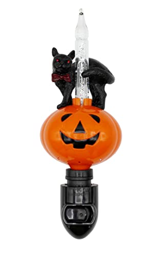 Creative Hobbies Halloween Pumpkin Jack O' Lantern & Black Cat Bubble Night Light thumb #1