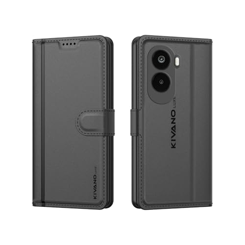 Image of KIVANO LUXE Compatible with Poco M7 Plus 5G Artisanal Leather Wallet Case with Card Holder for Men Women, Magnetic Flip Folio Cover with Stand RFID Blocking Cell