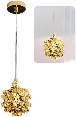 Luminária Pendente Lustre de Cristal Praga K9 Ambar Moderna Doura...