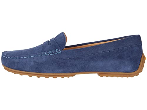 Image of Samuel Hubbard Free Spirit for Her - Loafers for Women - Suede Interior - Rubber Outsole - Penny Keeper Strap Stonewashed Blue Suede /Gum Sole 7.5 B - Medium