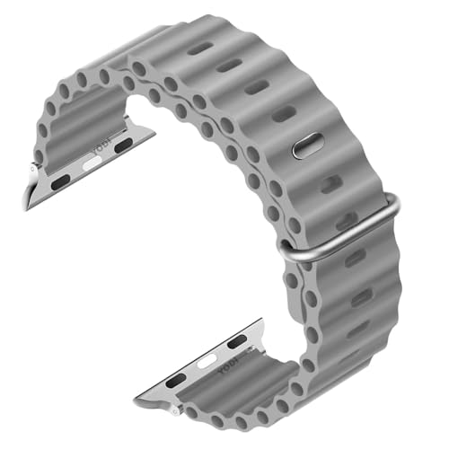 Image of Ocean Band Strap Compatible Apple Watch Strap 42mm 44mm 45mm 49mm Ultra, Soft Silicone Replacement Sport Band for iWatch Series 8 /7 /6 /5 /4 /3 /2 /1 SE Adjustable Breathable Wrist Strap
