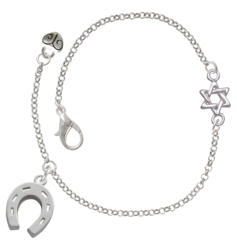 Delight Jewelry Silvertone Horseshoe - Silvertone Star of David Delicate