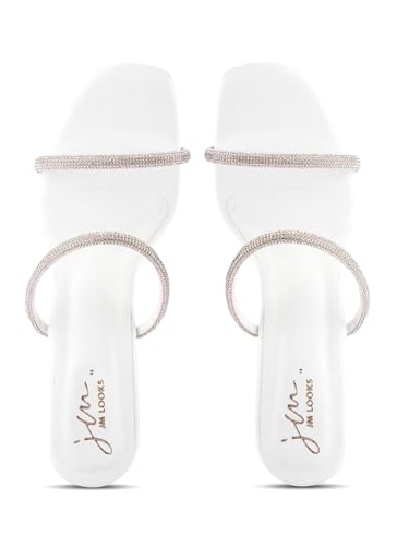 Image of JM LOOKS Women Square Toe Solid Comfortable Sole Kitten Heel Sandals For Womens & Girls