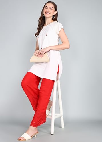 Image of Averno Women's Regular Fit Chikankari Rayon Palazzo| Loose Fit Flared Wide Leg Palazzo Pants for Women and Girls | Ideal for Feastival, Ethinic, & Office