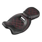 SLMOTO Two-up Front Rider Passenger Seat Fit for Harley Touring Road King Special FLHRXS Detachable Motorcycle Driver & Passenger Motorcycle Seat Black Red