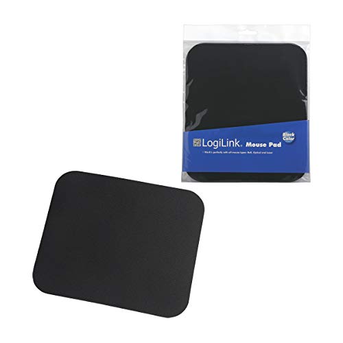 LogiLink ID0096 - Mauspad 220 x 250 x 3 mm für alle Maustypen (Kugel, Optisch, Laser) mit stark haftender Unterseite für optimalen Halt, Farbe: Schwarz