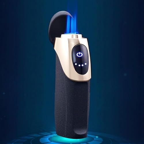 Encendedor eléctrico recargable con triple llama azul miniatura 2