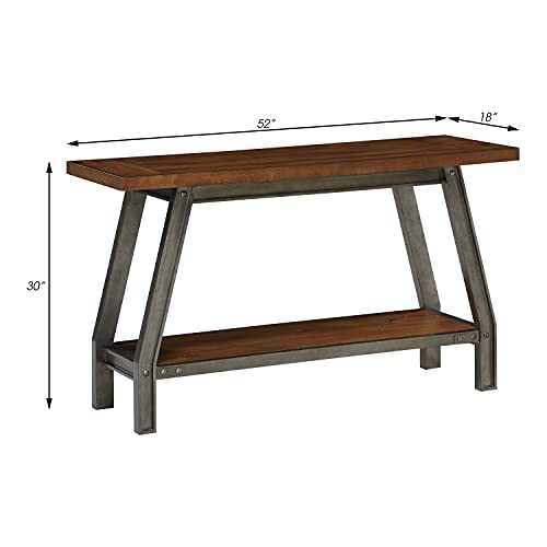 Lexicon Declan Sofa Table, 52" X 18", Rustic Brown/Gunmetal #TOP2