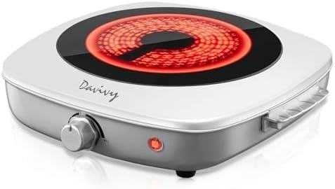 Estufa Eléctrica de 1 Puesto, Vitrocerámica Radiante 7.9 Pulgadas, 1200W