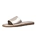 Stratuxx Kaze Womens Flat Sandals Dressy Summer Slide with Memory Foam Comfortable Cute Leather Gold Sandals for Women