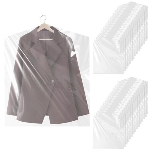 Tryslyn 30 Pezzi Sacchetti Porta Abiti Trasparenti, Custodie Buste Copriabiti Antipolvere, Copri Abiti da Armadio, Sacchi Custodia Vestiti Copertura in Plastica, per Camicie, Giacche, Maglioni,60X90CM