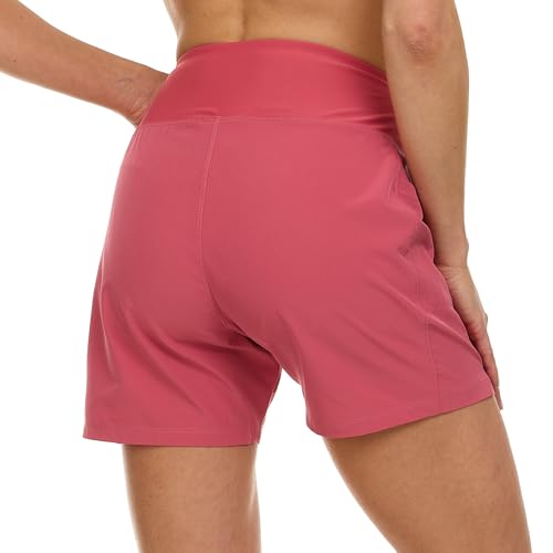 Image of Hurley 5 inch /7 inch High Waisted Swim Shorts Women, Board Shorts with Pockets & Inner Liner, Quick Dry Swim Trunk, UPF 50+