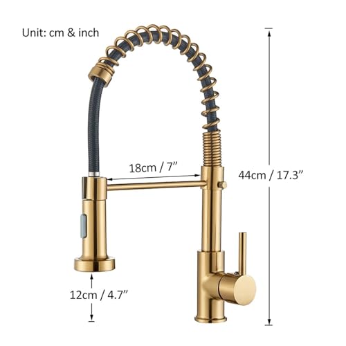 Grifo de cocina de oro cepillado extraíble y mezclador monomando 3