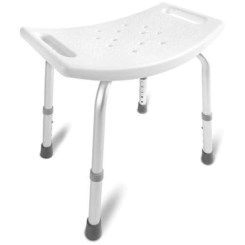 DMI Shower Chair Bath Seat for Tub or Shower Bench for Inside Shower, Made of Non Slip Aluminum with Plastic Seat, No Tools Needed, Adjustable Height, Holds Weight up to 300 Pounds, Bath Bench, White