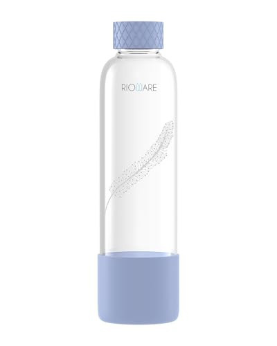 Image of Rioware Purifa Pro Borosilicate Glass Water Bottle With Silicon Sleeve (750Ml) | Airtight Lid | Leak Proof | Silicon Cap | Fridge Water Bottles For Home, Office & Gym -Pack Of 01(Blue)