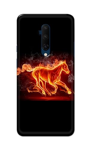 Image of PRINTFIDAA Printed Hard Back Cover Case for OnePlus 7T Pro | OnePlus 7 Pro Back Cover (Fiery Horse) -112