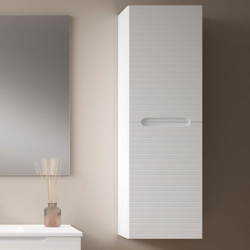 Kibath Mueble Auxiliar de Baño Boreal 35x110 cm de Colgar Acabado Blanco Mate Fabricado en Madera, Grande