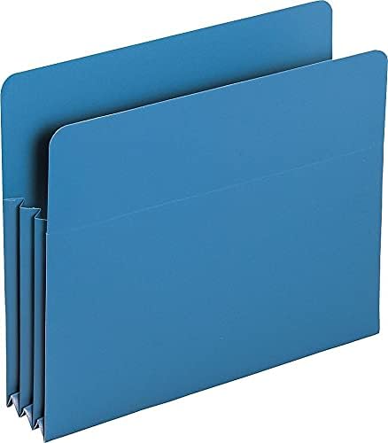 Miniatura 3 de Smead Bolsillo para archivador de polietileno, pestaña de corte recto, expansión de 3-12", tamaño carta, azul, 4 por caja (73503)