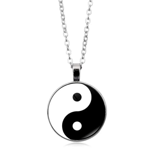 YNDVAC Yin Yang Necklace for Women Men Chinese Philosophy Taoist Symbol Talisman Taichi Charm Pendant Chain Meditation Jewelry (C)