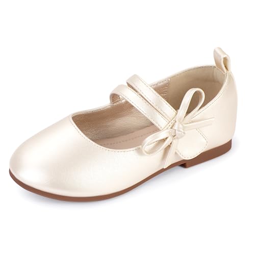PANDANINJIA Naomi Girls Dress Shoes Mary Jane Ballet Flats Flower Girl Wedding Party Communion Shoes for Toddler Little Kid Big Kid