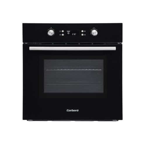 Corberó- Horno Pirolítico Multifunción 65L | CCHMP1023N |59.5cm(L) x59.5cm(A) x57.5cm(H) | 3200W | Display Digital | Mandos Escamoteables | Puerta Doble Cristal | 8 Programas, Cristal Negro