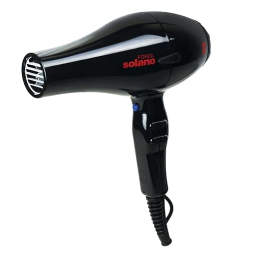 Solano Forza Ultra-Fast Ionic Far Infrared Hair Dryer - Eliminate Frizz + Enhances Volume - 1875 Watt + Tourmaline + Internal Silencer - Italian-Made