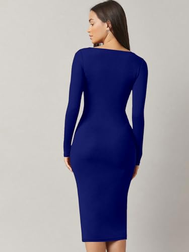 Image of Aahwan White Solid Square Neck Solid Midi Bodycon Dress for Women's & Girl's