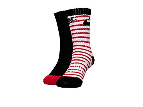 NIKE Boys Striped 2-Pack Crew Socks Size 9C-13C/5-6(Sock Size)