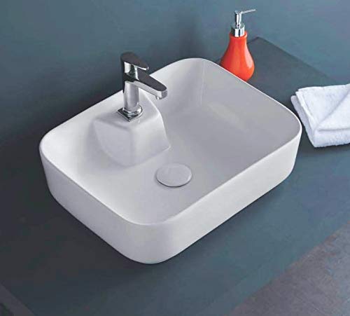 Image of IVOC Ceramic Wash Basin Countertop Tabletop Bathroom Sink Wash Basin (20 x 15.5 x 5.5 INCH) MONSTAR 2035