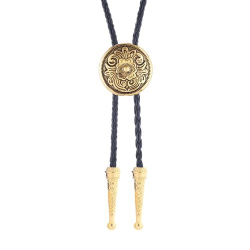 Image of GelConnie Floral Bolo Tie for Men Womens Bolo Tie Necklace Native American Black Men's Bolo Ties Western Cowboy Bolero Ties