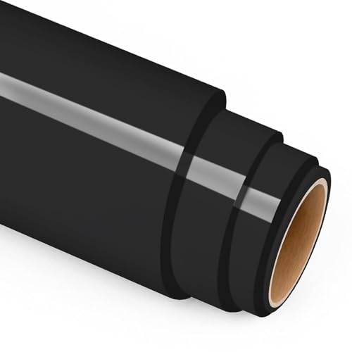 Black Heat Transfer Vinyl 12' x 10ft Black Iron On Vinyl for T-Shirts,...
