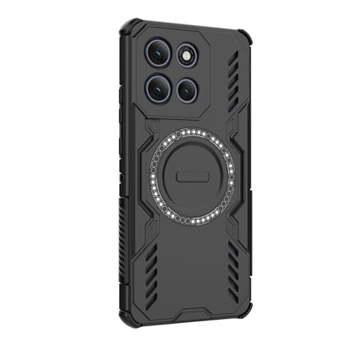Image of Lustree Back Cover Case for Compatible with Motorola Edge 70 | Shockproof Magnetic TPU + PC Hard Case with Heat Dissipation & Full Protection - Black