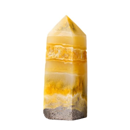 Piedra de de citrino – Piedra de torre de cristales amarillos | Varita de prisma facetada natural para decoración del hogar para sala de estar y estudio