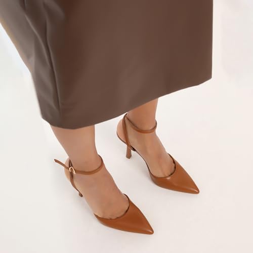 Image of QIY Closed Toe Ankle Strap Heels Women Pumps Pointed Toe Heeled Sandals for Women Stiletto Wedding Dress Shoes