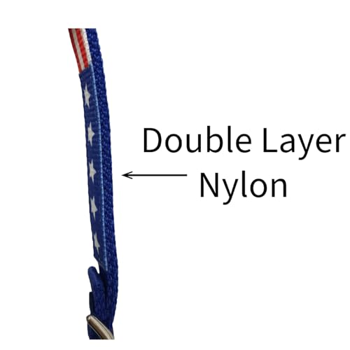 Tahoe Tack American Flag Double Layered Nylon Patriotic Padded Headstall, Reins and Breast Collar with Fringes 3 Items Set, Full Size