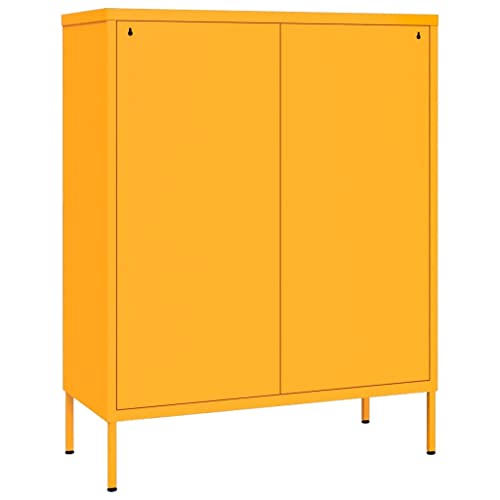 Cajonera de acero amarillo de diseño industrial con acabados premium de almacenamiento 6
