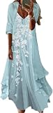 Womens's Casual 2 Piece Set Boho Floral Print Maxi Dress with Cardigan Flowy Chiffon Wedding Guest Dresses for Women (Flower-9,X-Large)