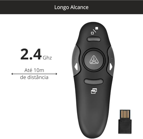 Caneta Controle Apresentador Multimídia com Laser Pointer e Passador de Slides Sem Fio USB Ideal par