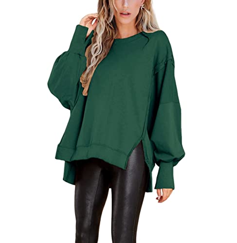 Image of BWQ Womens Oversized Sweatshirt Crewneck Long Sleeve Shirts Pullover Sweatshirts S-2XL
