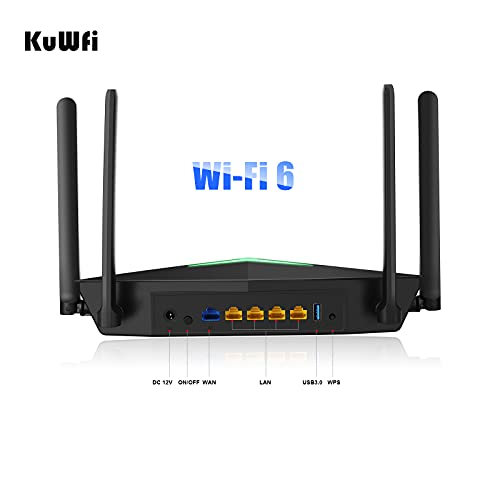 Kuwfi Wifi 6 Gaming Router Smart Dual Band Wifi 802.11Ax Wireless Internet Bitcoin Routers With 4 Gigabit Ports Support Beamforming Ofdma Mu-Mimo For Home Office #TOP4