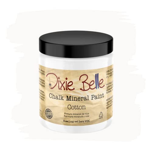 Dixie Belle Paint Company Chalk Finish Furniture Paint - Cotton (8oz) - Matte Pure White Chic Chalk Mineral DIY Furniture Paint