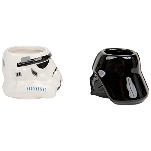 Silver Buffalo Star Wars Darth Vader And Stormtrooper Helmets Sculpted Ceramic Mini Mugs, Set Of 2 | Small Coffee Cups For Espresso, Tea, Cocoa | Each Holds 4 Ounces #TOP2