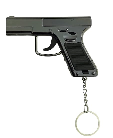 Image of Gun Shape Keychain, Keyring for Kids, Keychain For Bike Car, Gift Keyring For Boys & Kids, Gun Laser Light Torch With Different Shape Led Light & Hook 1pcs