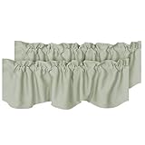 H.VERSAILTEX 2 Panels Blackout Curtain Valances for Kitchen Windows/Living Room/Bathroom Privacy Protection Rod Pocket Decoration Scalloped Window Valance Curtains, 52' W x 18' L, Light Sage