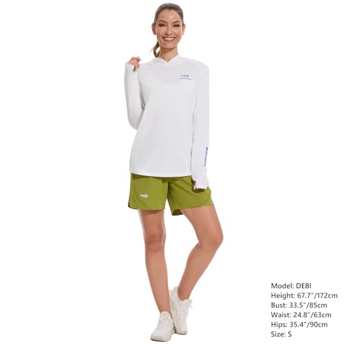 Bassdash Frauen UPF 50+ Langarm Fischereishodie Hemd mit Tasche Sonnenschutz Leichte Kapuze -Hemden FS04W