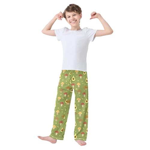 Pajama Pants Lounge Sleep PJ Bottoms Sleepwear Elastic Waist Drawstring S Avocado Mushrooms Green3