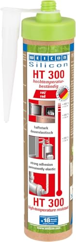 WEICON Green Tube Silicon HT 300 - Adhesivo de alta temperatura para cuerda, para hornos, chimeneas, cartucho sostenible, color rojo