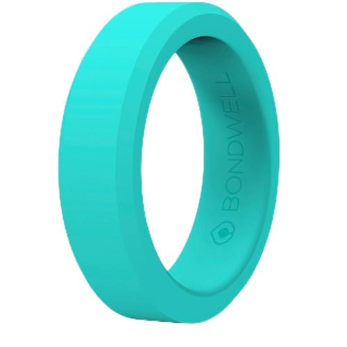 BONDWELL Silicone Wedding Ring for Women (Teal) Save Your Finger & A Marriage Safe, Rubber, Durable Band for Active Athletes, Wives, Yoga, Workout, Medical - 100% Guarantee (6)